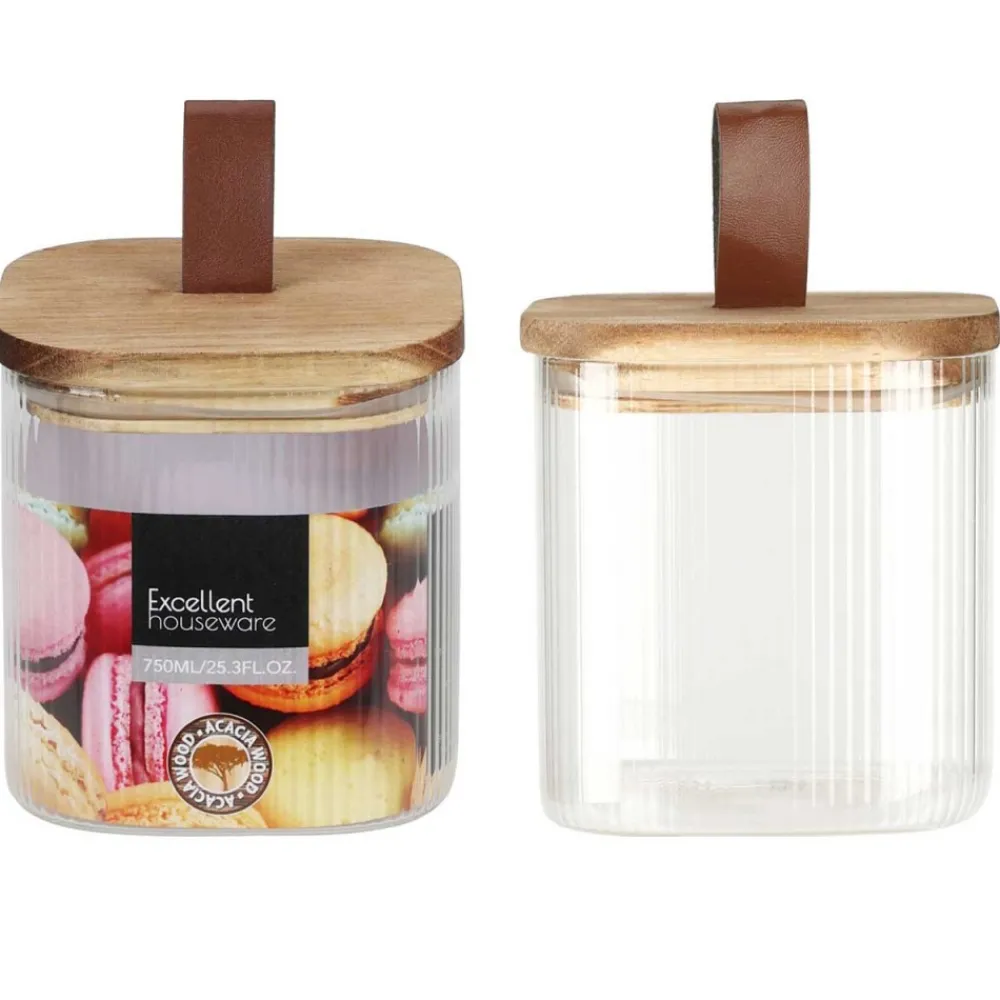 Słoik szklany z drewnianą pokrywką 750 ml * Excellent Houseware Online
