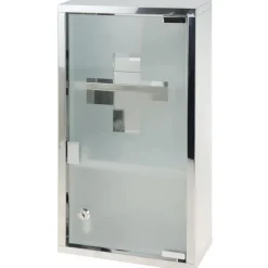 Srebrna metalowa apteczka z 3 półkami * Storage Solutions Outlet