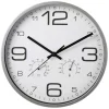 Srebrny zegar ścienny z termometrem 30,5 cm * H&S Decoration Best