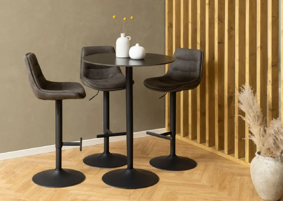Stół barowy ceramiczny blat 80 cm Malta czarny
