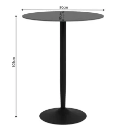 Stół barowy ceramiczny blat 80 cm Malta czarny
