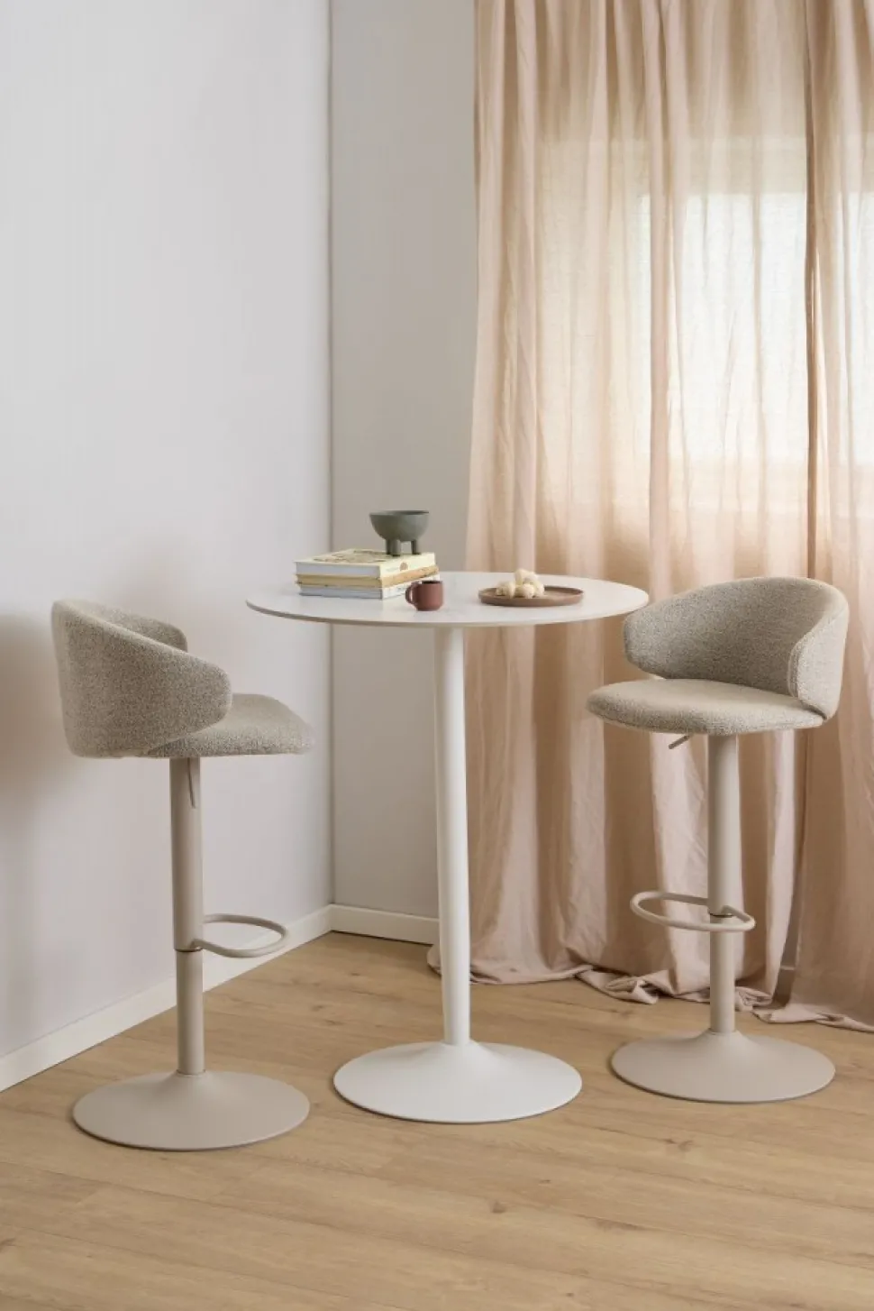 Stół barowy ceramiczny blat 80 cm Malta biały