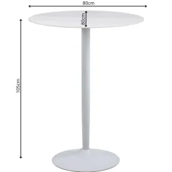 Stół barowy ceramiczny blat 80 cm Malta biały