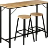 Stół barowy z 2 hokerami Scandi Wood & Metal