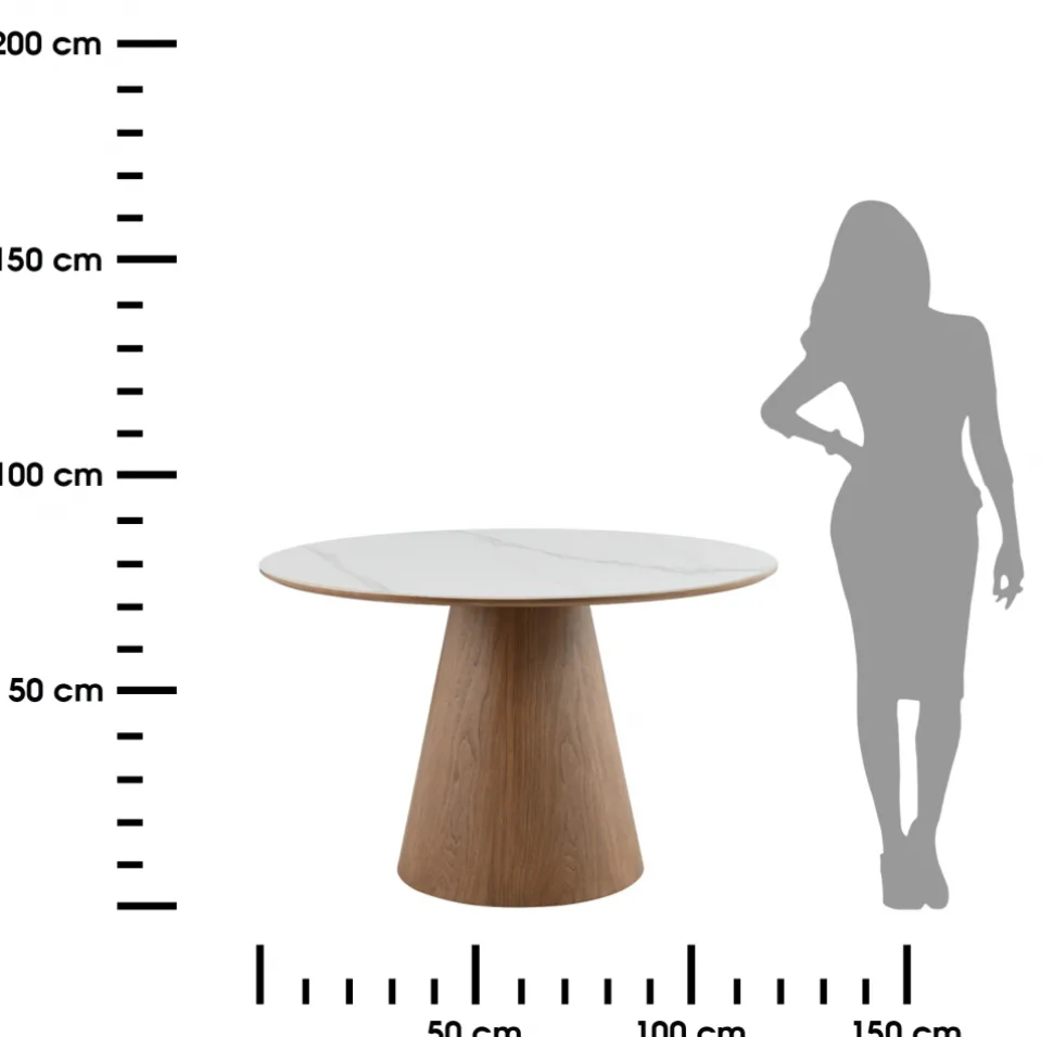 Stół RILEY 120 cm okrągły marmur orzech