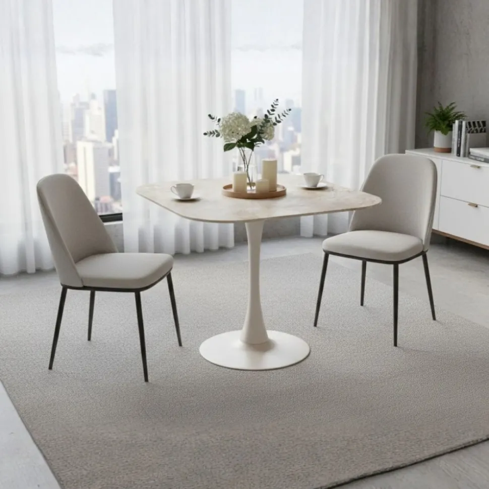Stół z ceramicznycm blatem 90 cm brąz Malta