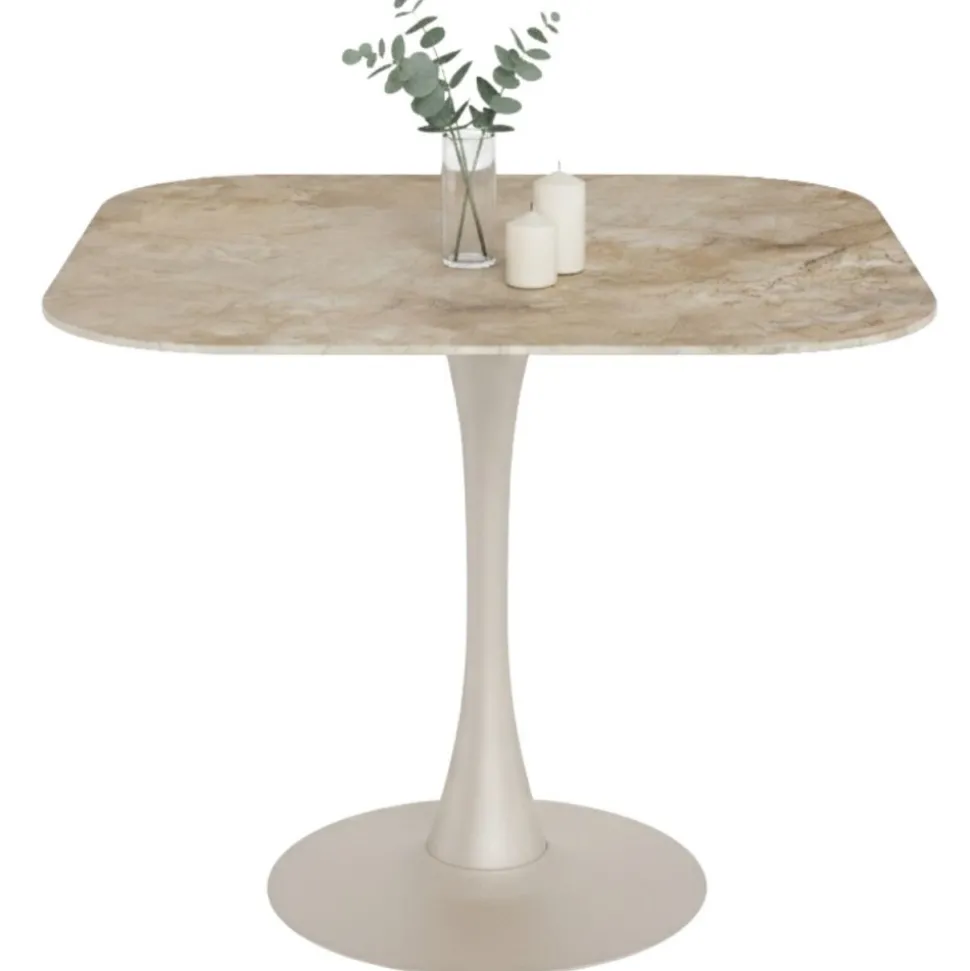 Stół z ceramicznycm blatem 90 cm brąz Malta
