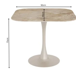 Stół z ceramicznycm blatem 90 cm brąz Malta