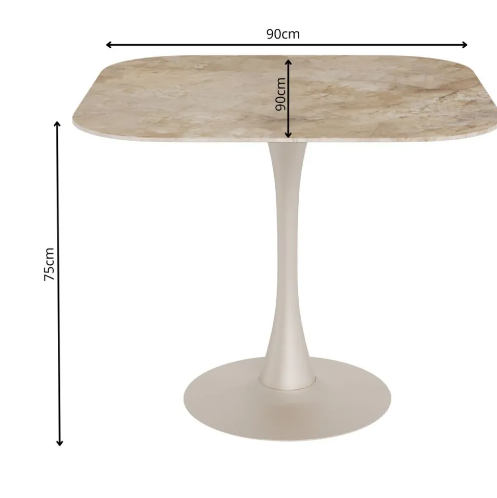 Stół z ceramicznycm blatem 90 cm brąz Malta