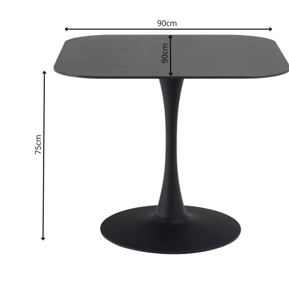 Stół z ceramicznycm blatem 90 cm Malta czarny