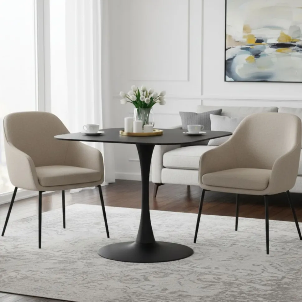 Stół z ceramicznycm blatem 90 cm Malta czarny