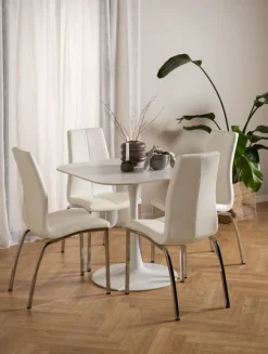 Stół z ceramicznycm blatem 90 cm Malta biały