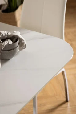 Stół z ceramicznycm blatem 90 cm Malta biały