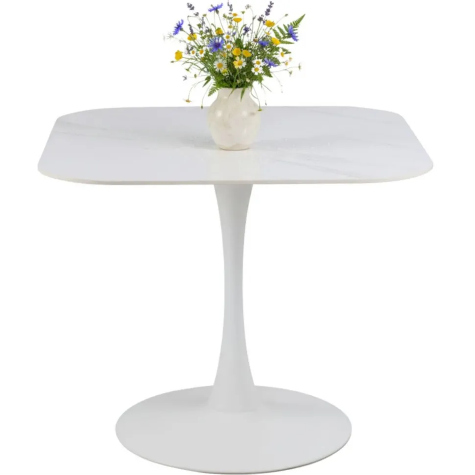 Stół z ceramicznycm blatem 90 cm Malta biały
