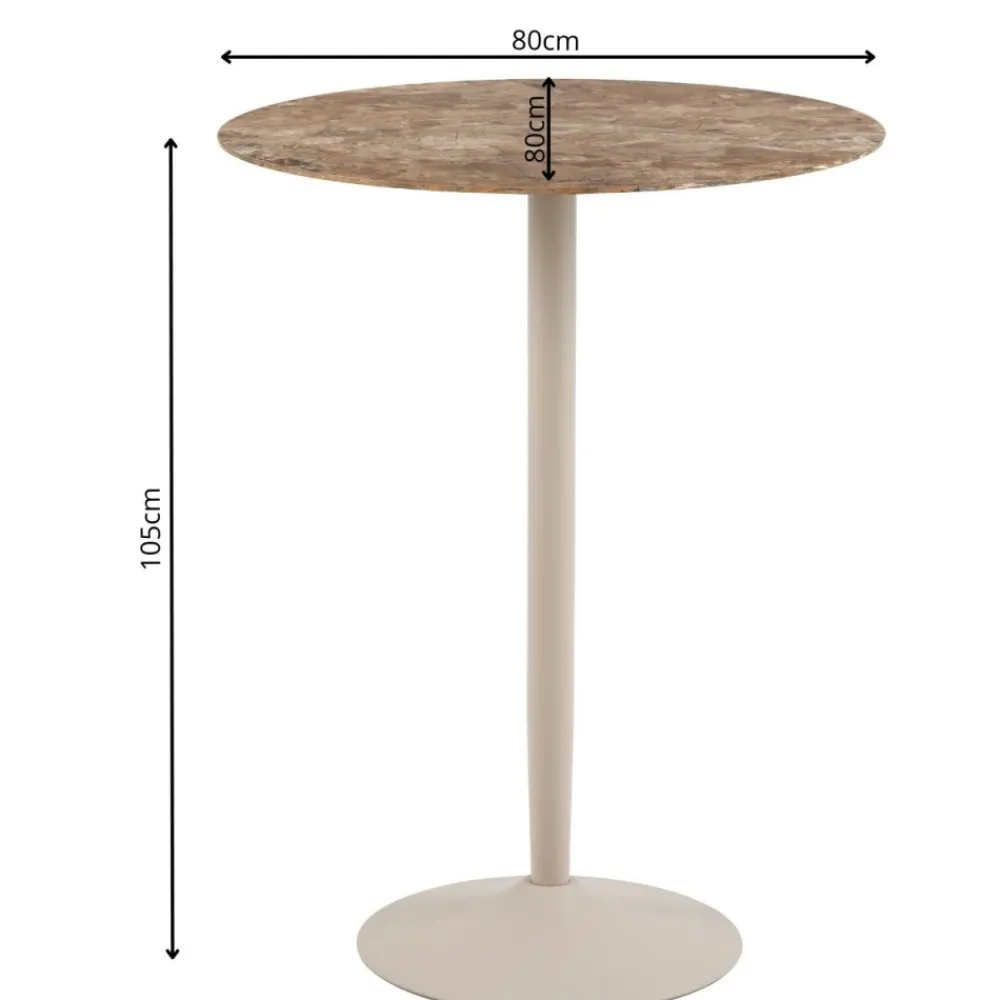 Stół barowy ceramiczny blat 80 cm Malta brąz * Actona Best