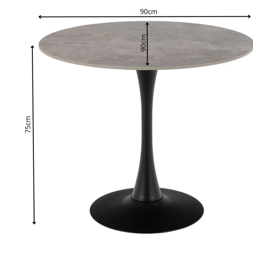 Stół barowy ceramiczny blat 90 cm Malta szaro-czarny * Actona Outlet