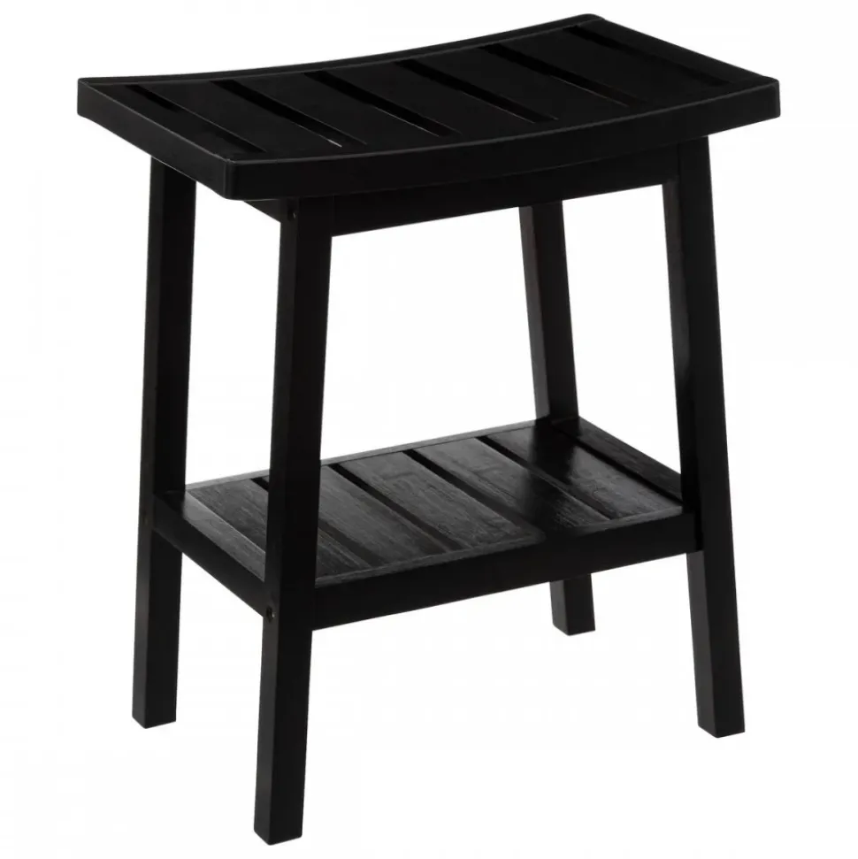 Stołek bambusowy z półką Scandi Black
