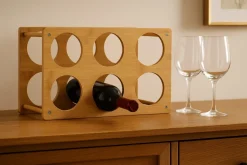 Stojak bambusowy na wino na 6 butelek