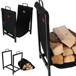 Stojak na drewno kominkowe z torbą do transportowania h61 cm