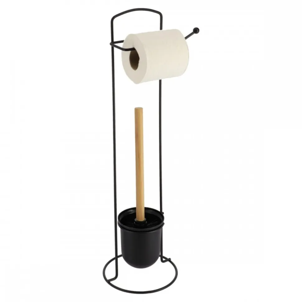 Stojak ze szczotką do WC Black bamboo
