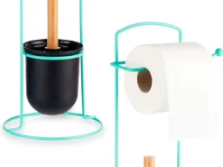 Stojak z uchwytem na papier toaletowy i szczotką WC mięta * BERILO Outlet