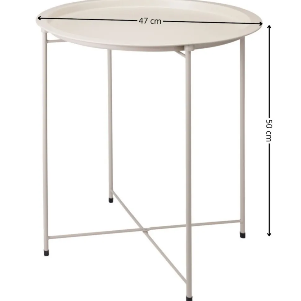Stolik boczny metalowy beżowy 47xh50 cm