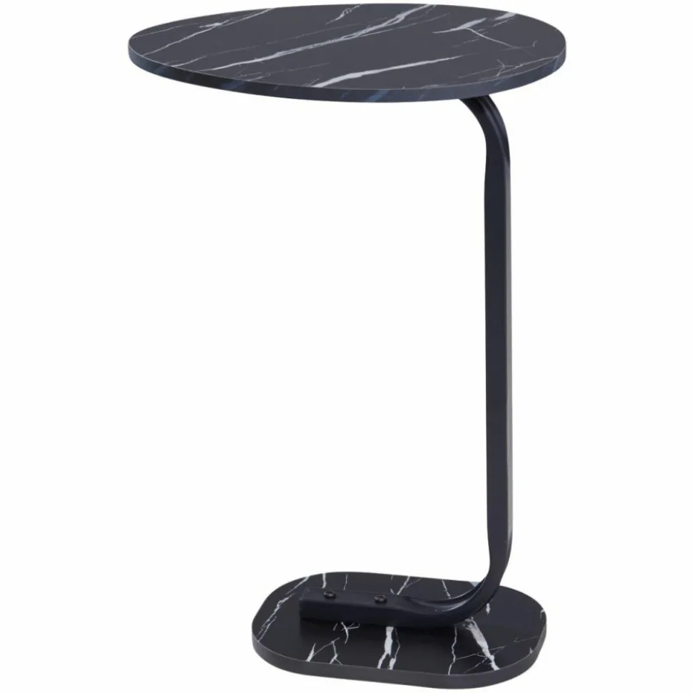 Stolik boczny z blatem w czarnym marmurze h59 cm