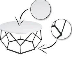 Stolik kawowy Diamond 70 cm czarno biały LOFT