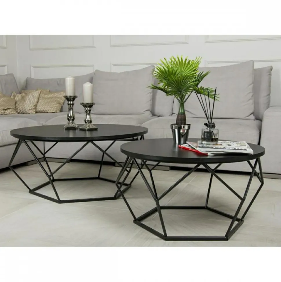 Stolik kawowy Diamond 90 cm czarny LOFT