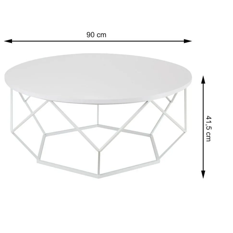 Stolik kawowy Diamond 90 cm biały GLAMOUR