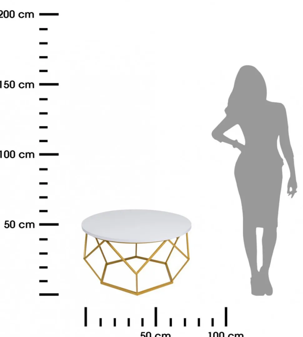 Stolik kawowy Diamond 70 cm złoto biały GLAM