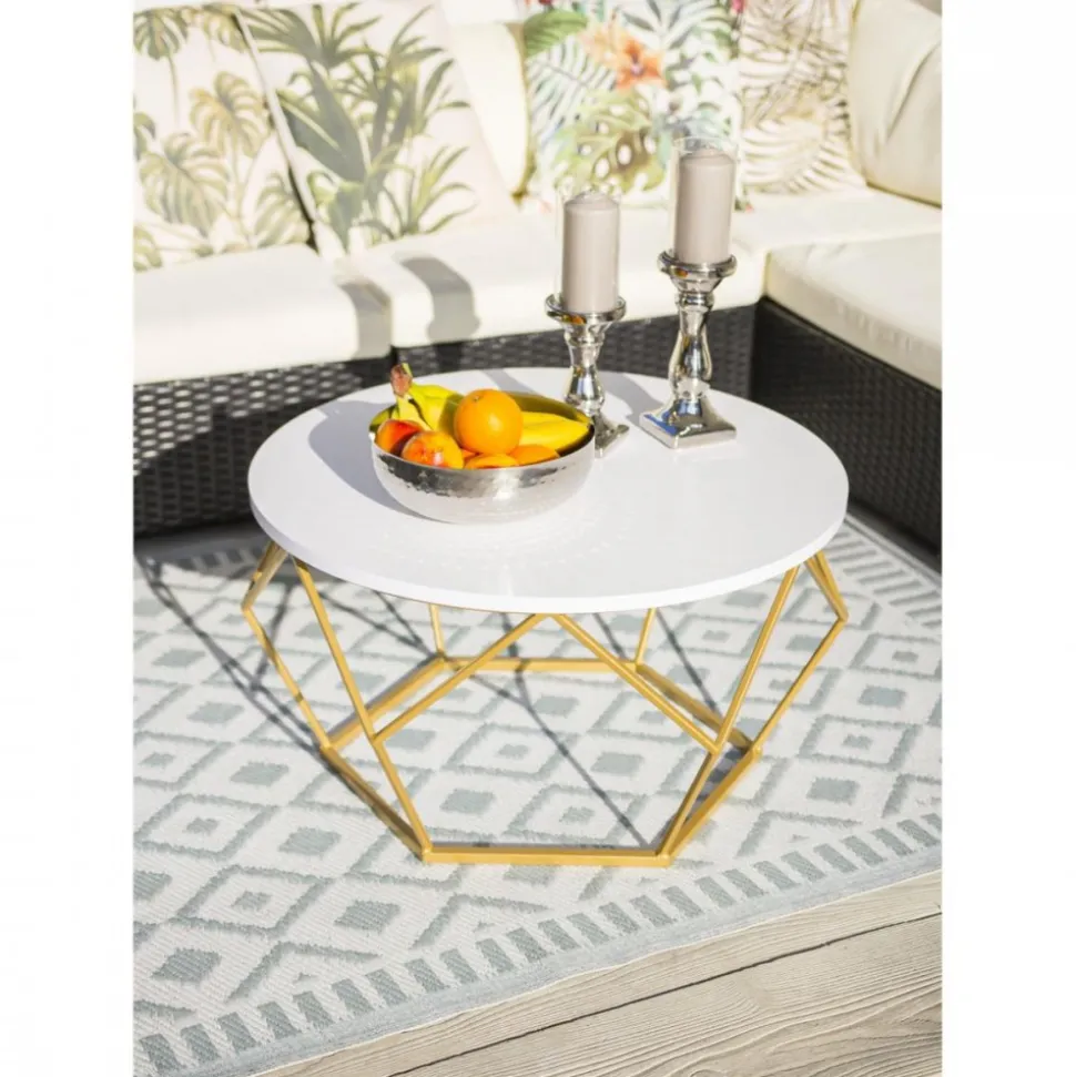 Stolik kawowy Diamond 70 cm złoto biały GLAM