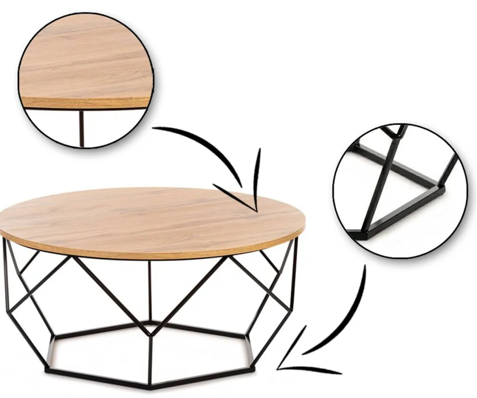 Stolik kawowy Diamond 90 cm Dąb Lancelot LOFT