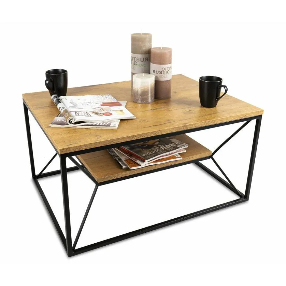 Stolik kawowy z półką 80x60 cm BasicLoft
