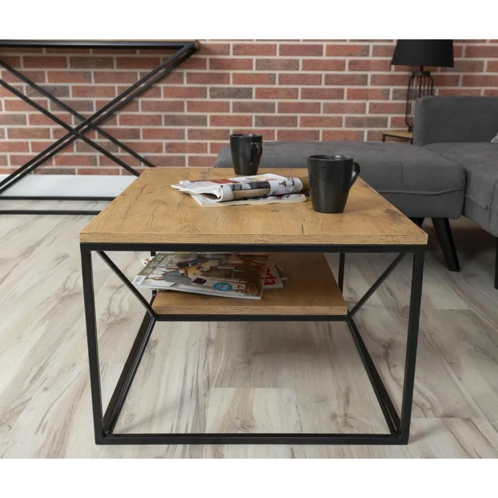 Stolik kawowy z półką 80x60 cm BasicLoft