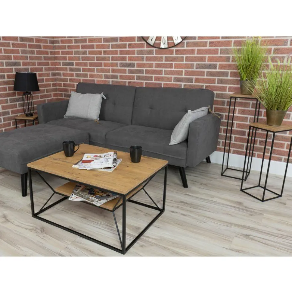 Stolik kawowy z półką 80x60 cm BasicLoft