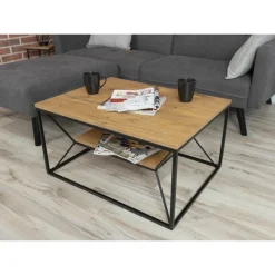Stolik kawowy z półką 80x60 cm BasicLoft