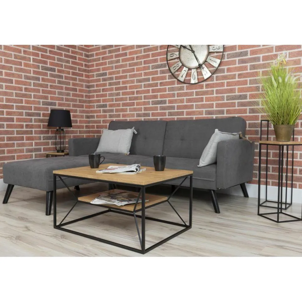 Stolik kawowy z półką 80x60 cm BasicLoft