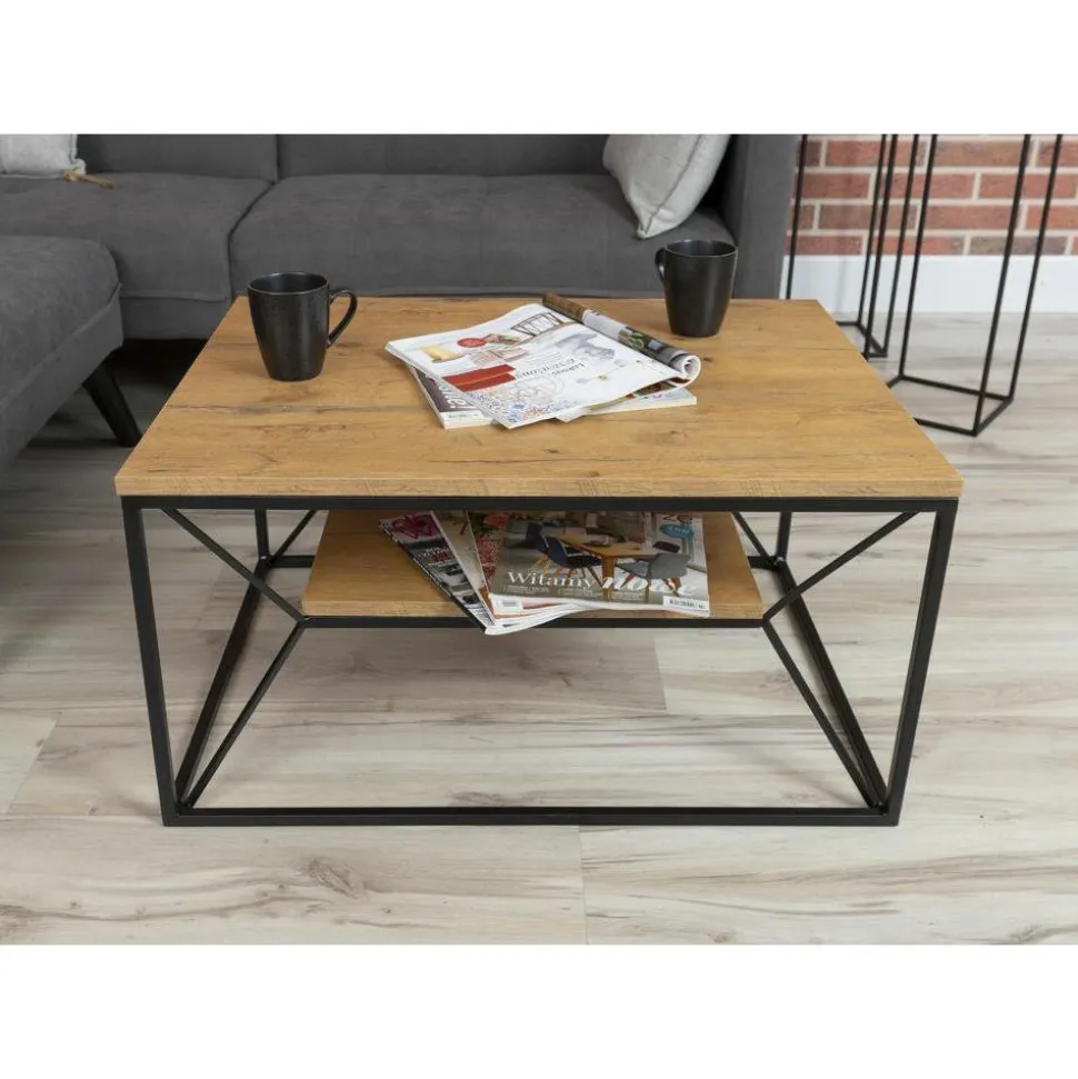 Stolik kawowy z półką 80x60 cm BasicLoft