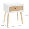 Stolik nocny z szufladką beżowo - biały 50 cm