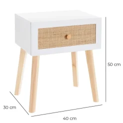 Stolik nocny z szufladką beżowo - biały 50 cm
