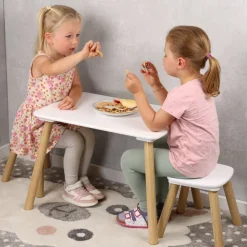 Stolik dziecięcy z 2 krzesełkami biały - zestaw dla dzieci do zabawy i nauki * Kesper Outlet
