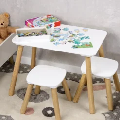 Stolik dziecięcy z 2 krzesełkami biały - zestaw dla dzieci do zabawy i nauki * Kesper Outlet