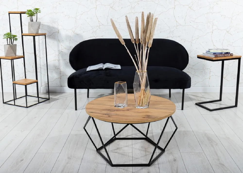 Stolik kawowy Diamond 70 cm Dąb Lancelot LOFT * HowHomely Sale