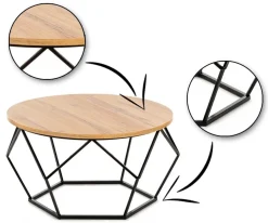 Stolik kawowy Diamond 70 cm Dąb Lancelot LOFT * HowHomely Sale
