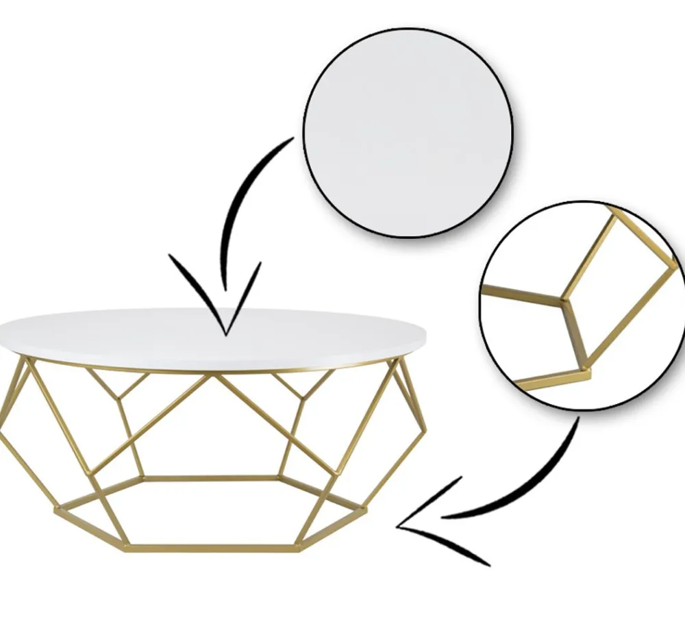 Stolik kawowy Diamond 90 cm złoto biały GLAM * HowHomely Best