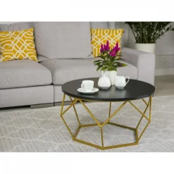 Stolik kawowy Diamond 70 cm złoto czarny LOFT * HowHomely Best