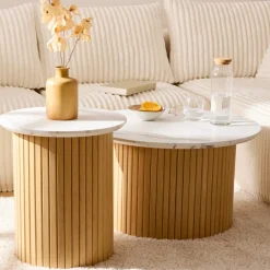 Stolik kawowy Homelya 70 cm biały marmur * Atmosphera