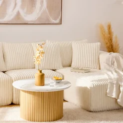 Stolik kawowy Homelya 70 cm biały marmur * Atmosphera