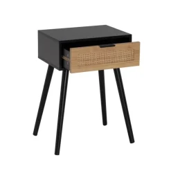 Stolik nocny z szufladką czarno-beżowy 59 cm * HowHomely